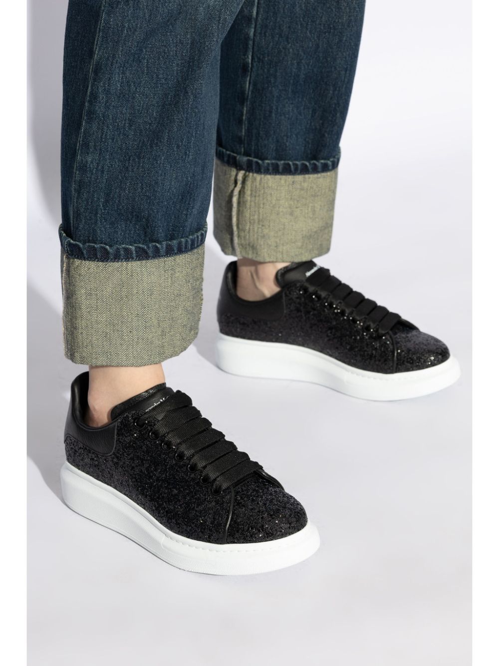 Alexander McQueen glitter-detailing leather sneakers - Image 2