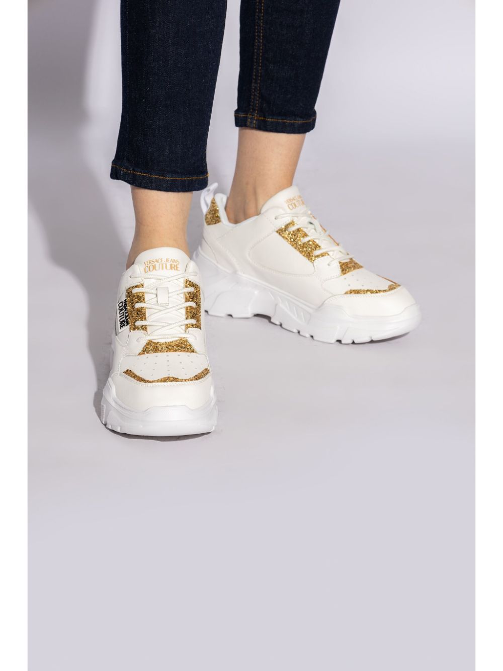 Versace Jeans Couture logo-patch glitter-detailing sneakers - Image 2