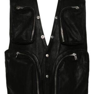 Rick Owens leather V-neck gilet