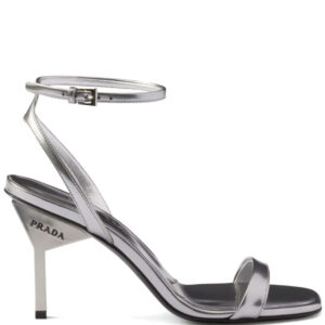 Prada  85mm metallic-leather sandals