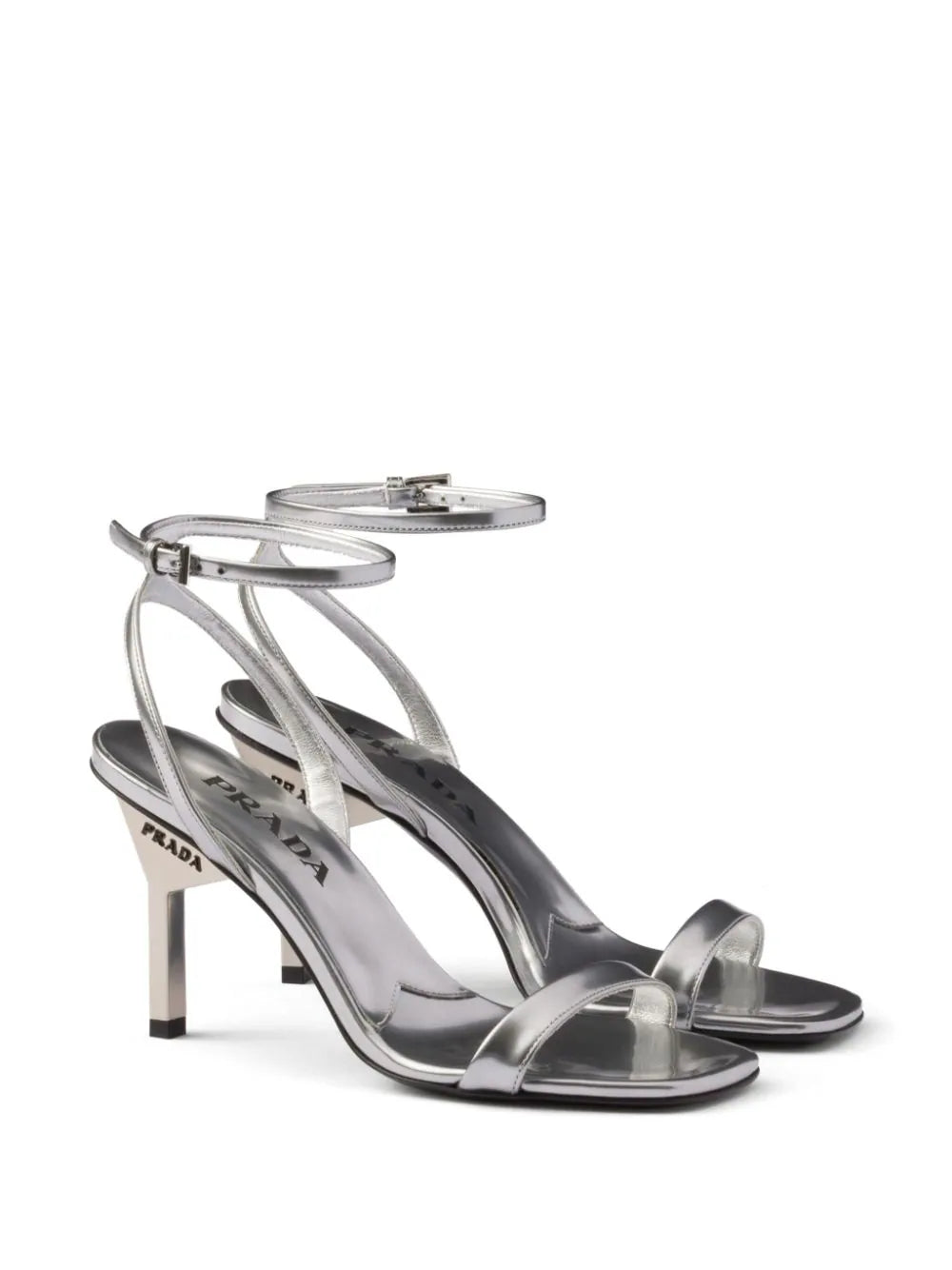 Prada 85mm metallic-leather sandals - Image 2