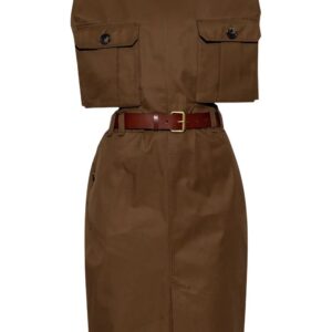 Saint Laurent belted cotton midi dress
