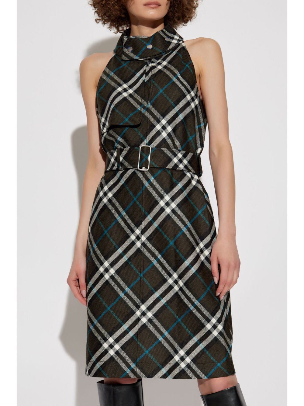 Burberry check pattern halterneck dress - Image 3