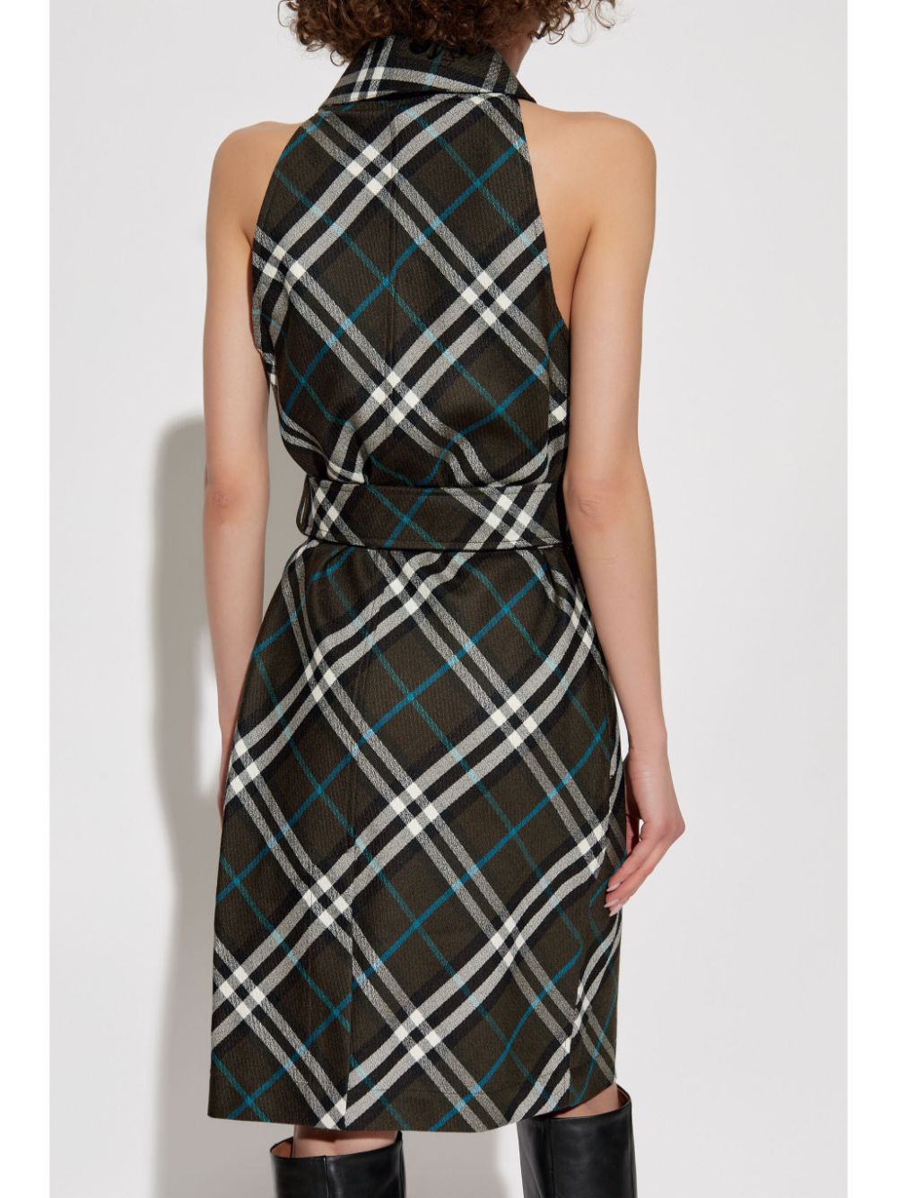 Burberry check pattern halterneck dress - Image 4
