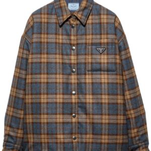 Prada checked wool-twill lumberjack jacket
