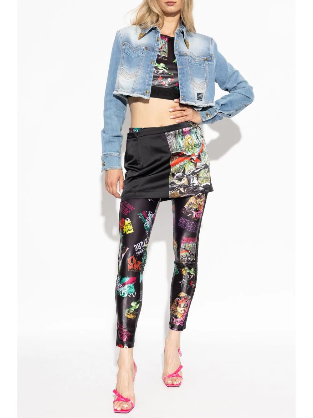 Versace Jeans Couture graphic-print belted mini skirt - Image 2