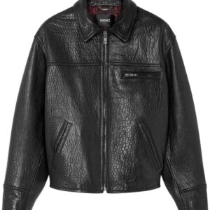 Versace  textured leather jacket