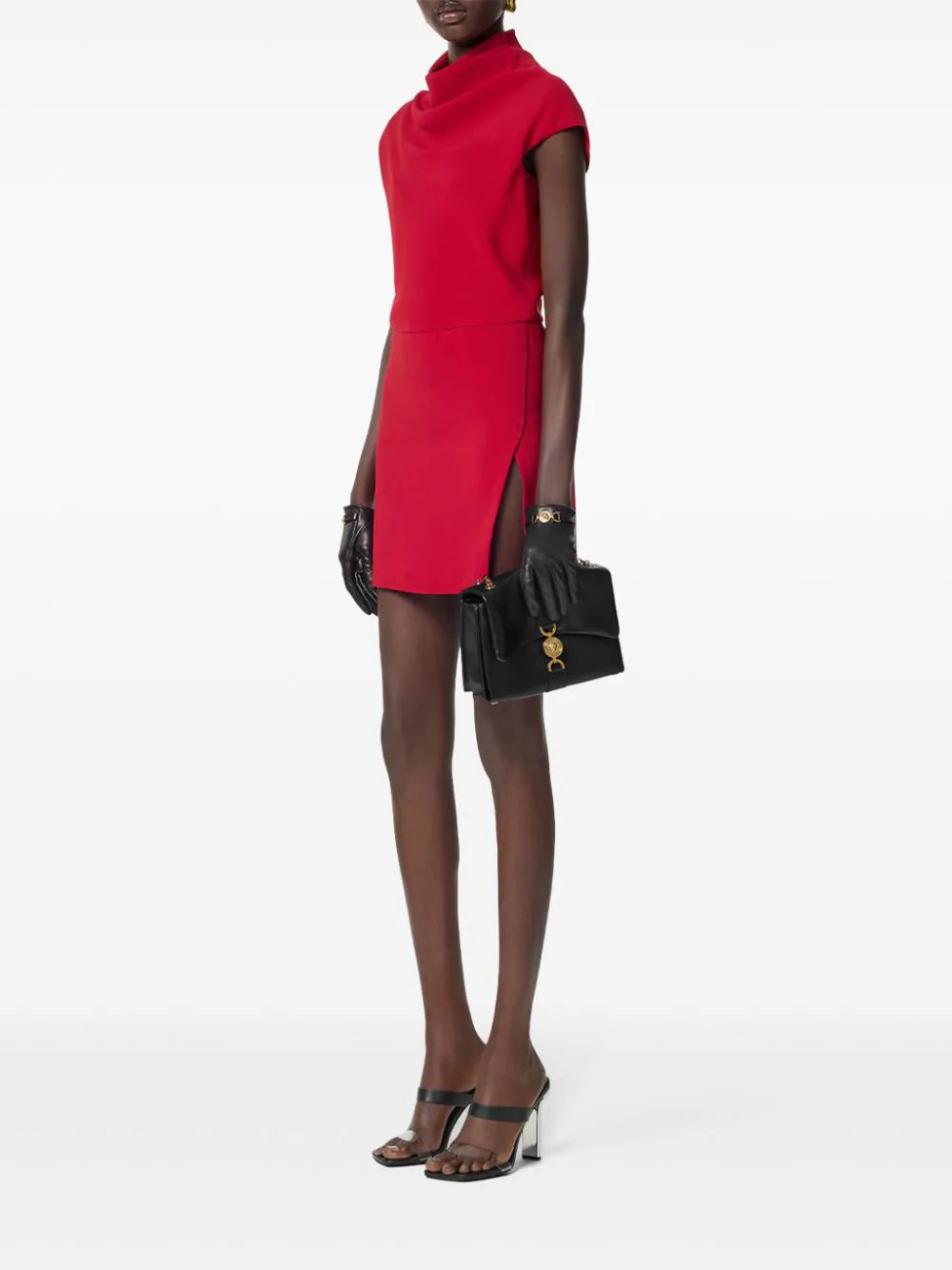 Versace draped front-slit mini dress - Image 2