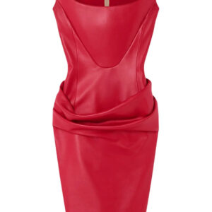 Versace  corset draped leather midi dress