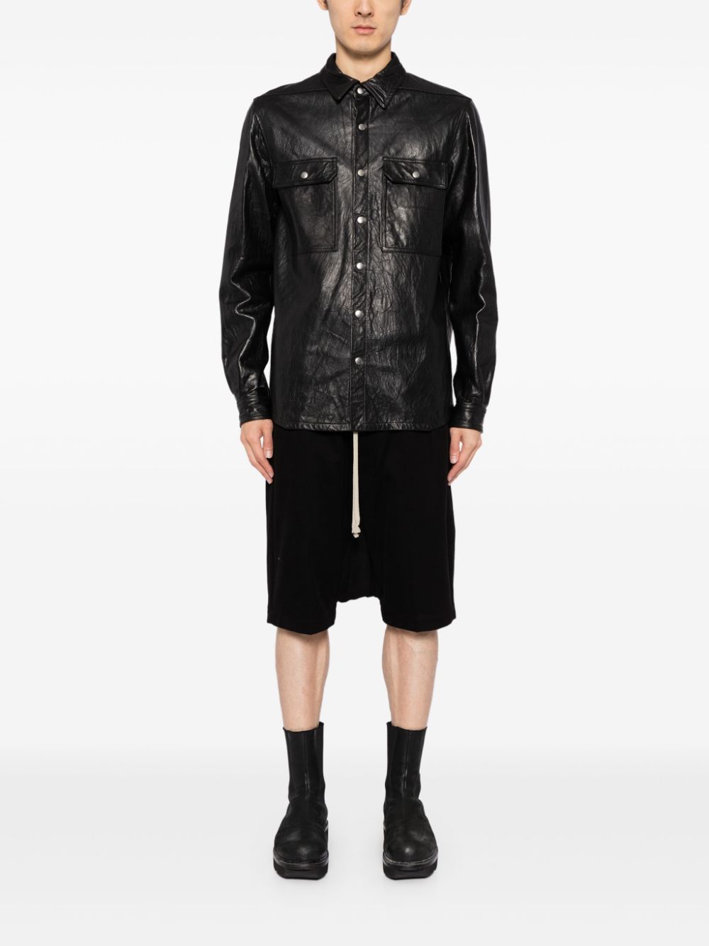 Rick Owens leather shirt jacket - Image 2