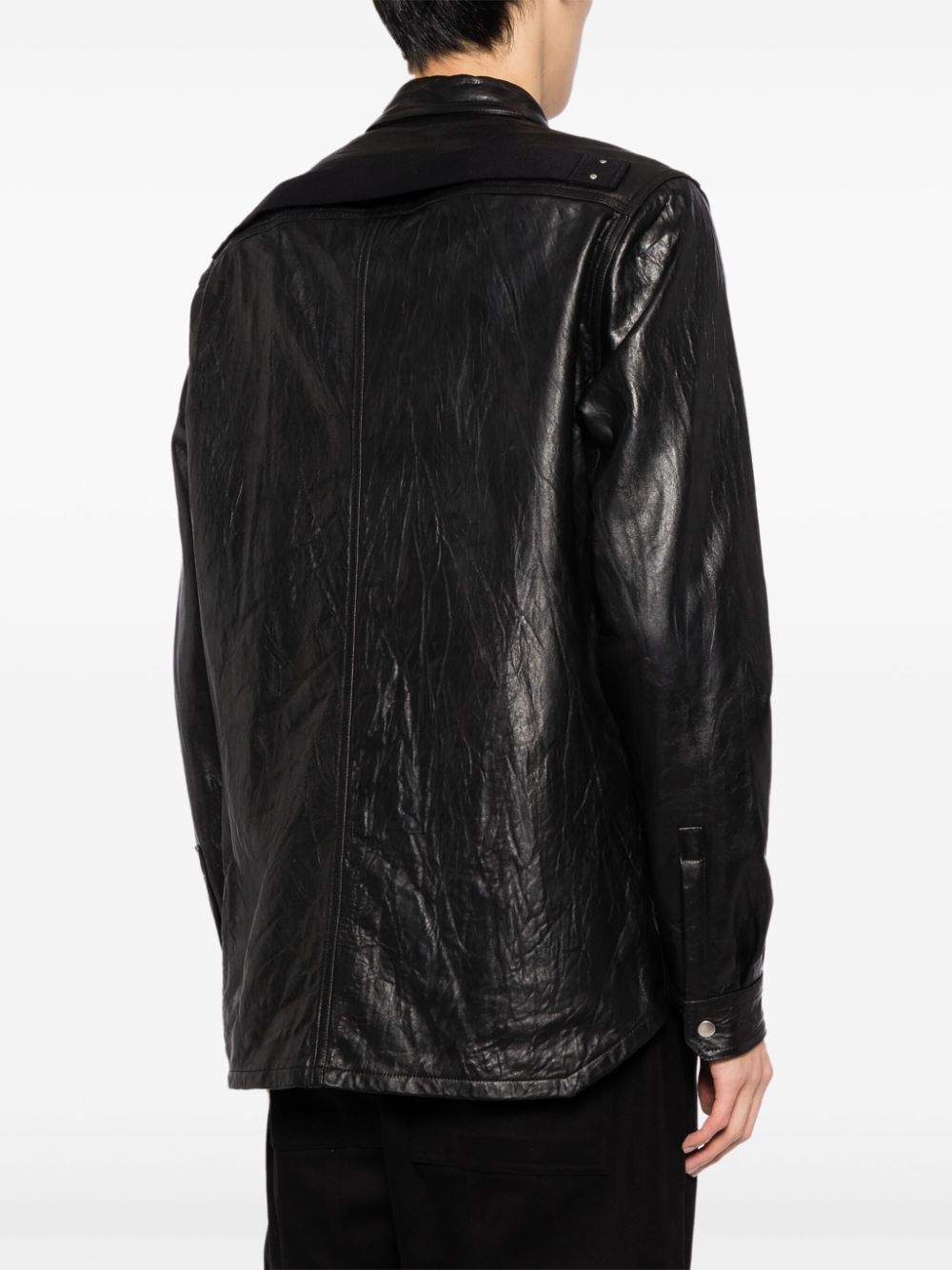 Rick Owens leather shirt jacket - Image 4
