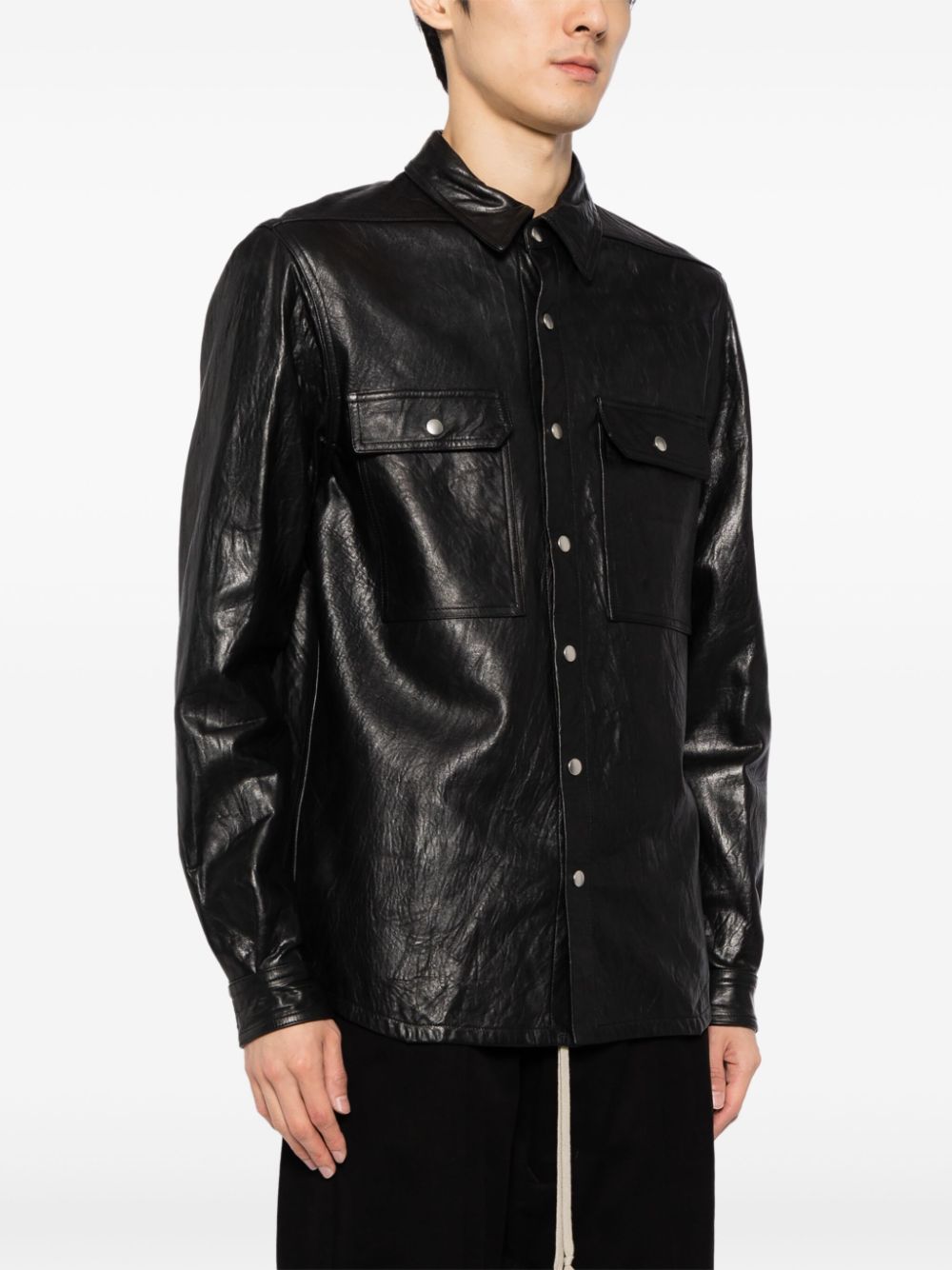 Rick Owens leather shirt jacket - Image 3