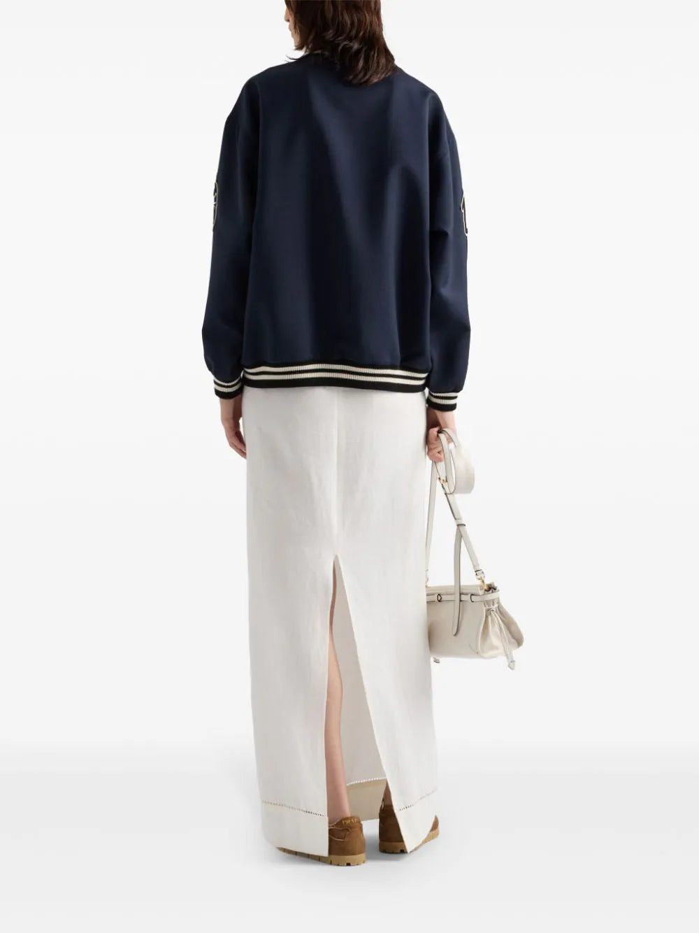 Prada letter-patch appliqué bomber jacket - Image 2