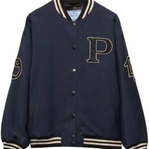 Prada  letter-patch appliqué bomber jacket