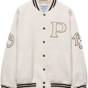 Prada  letter-patch appliqué bomber jacket