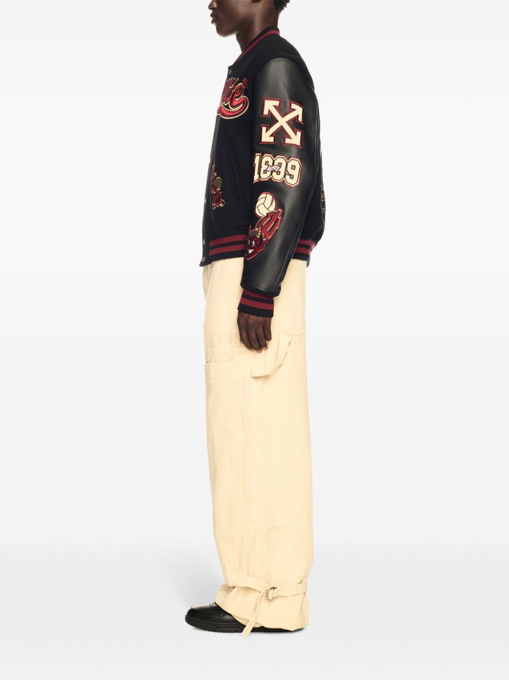 Off-White x A.C. Milan logo-appliquéd varsity jacket - Image 3