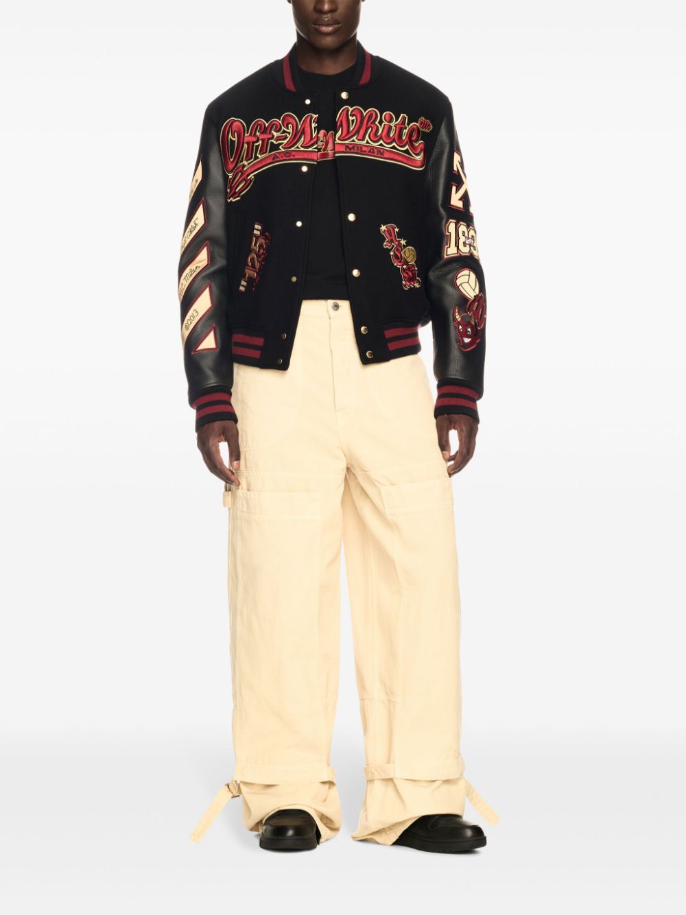 Off-White x A.C. Milan logo-appliquéd varsity jacket - Image 5
