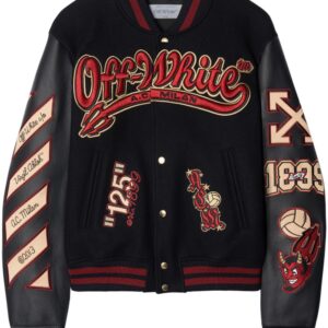 Off-White  x A.C. Milan logo-appliquéd varsity jacket