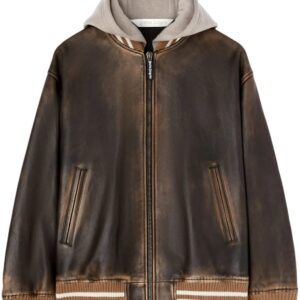 Palm Angels  curved logo leather bomber jacket