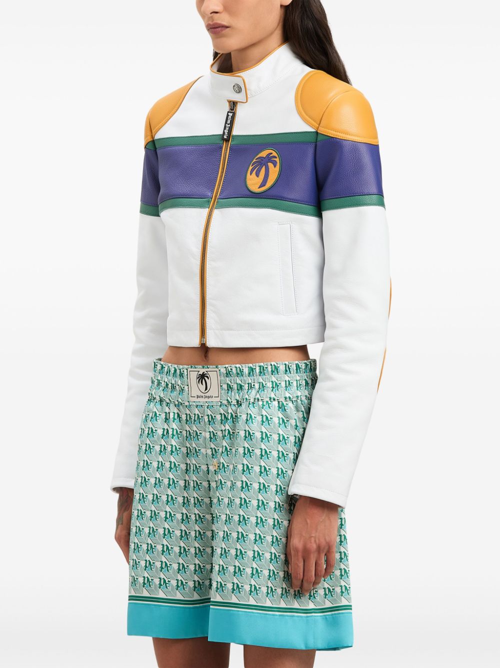 Palm Angels Classic logo leather biker jacket - Image 4