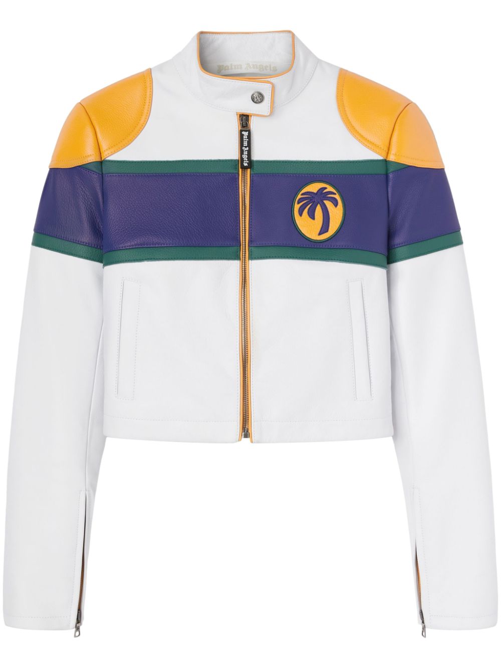 Palm Angels Classic logo leather biker jacket