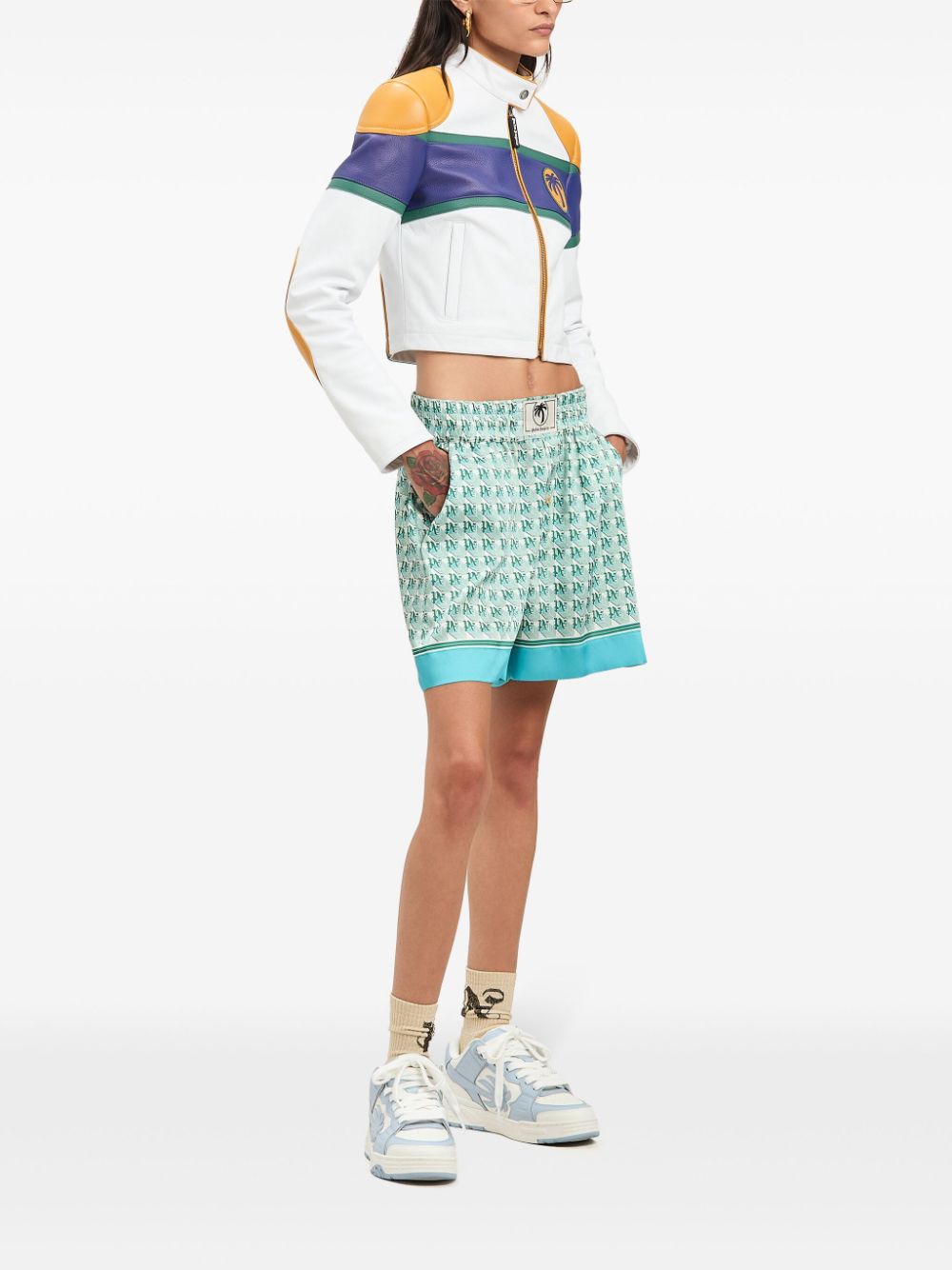 Palm Angels Classic logo leather biker jacket - Image 2