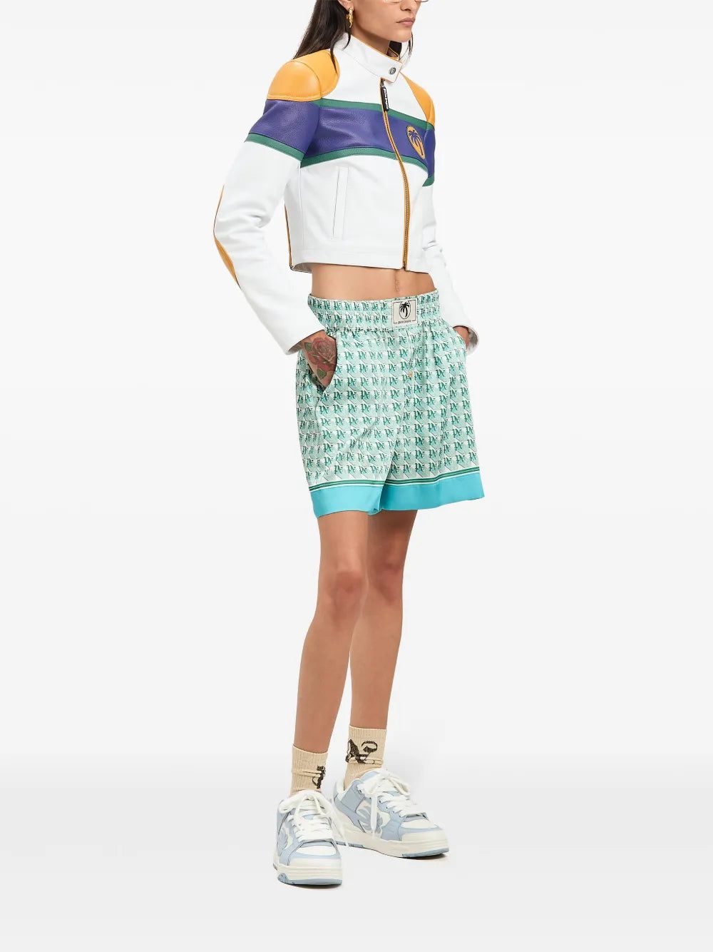 Palm Angels Classic logo leather biker jacket - Image 2