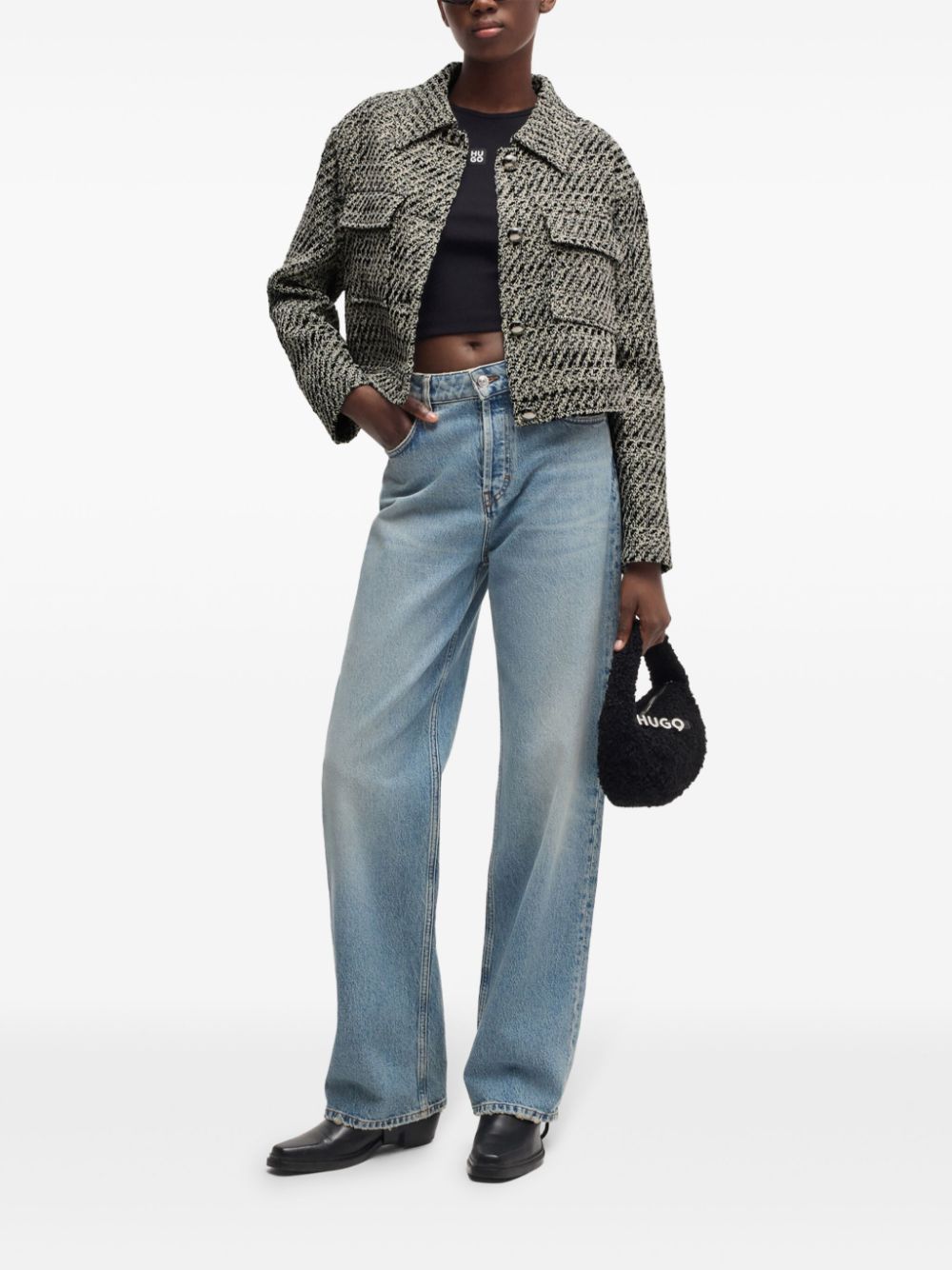 HUGO logo-patch cropped jacket - Image 2