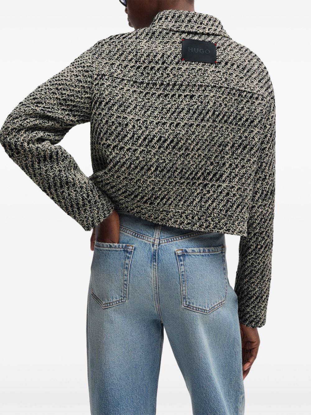 HUGO logo-patch cropped jacket - Image 4