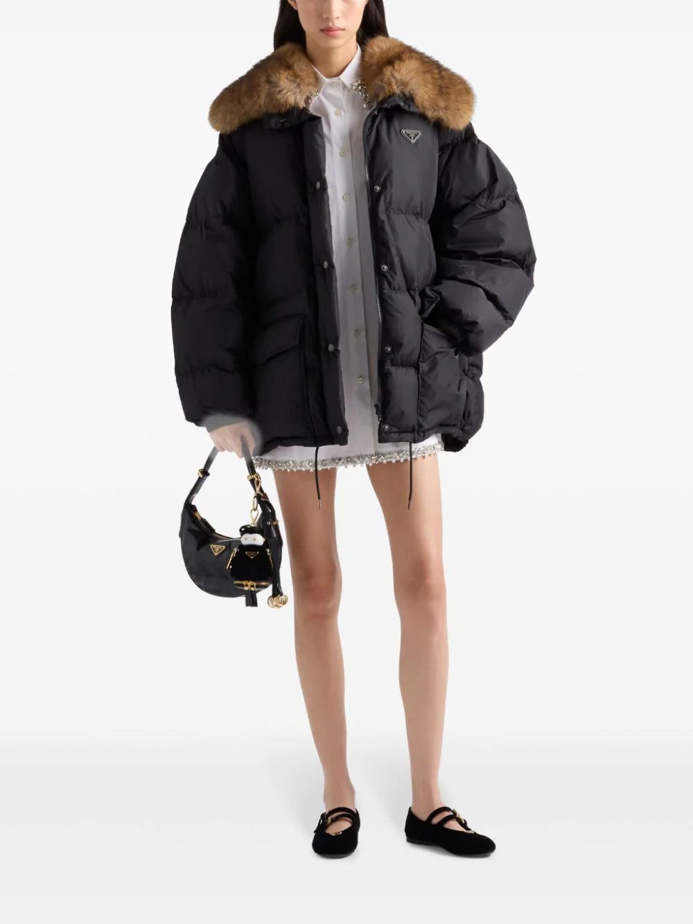 Prada enamel triangle-logo padded jacket - Image 2