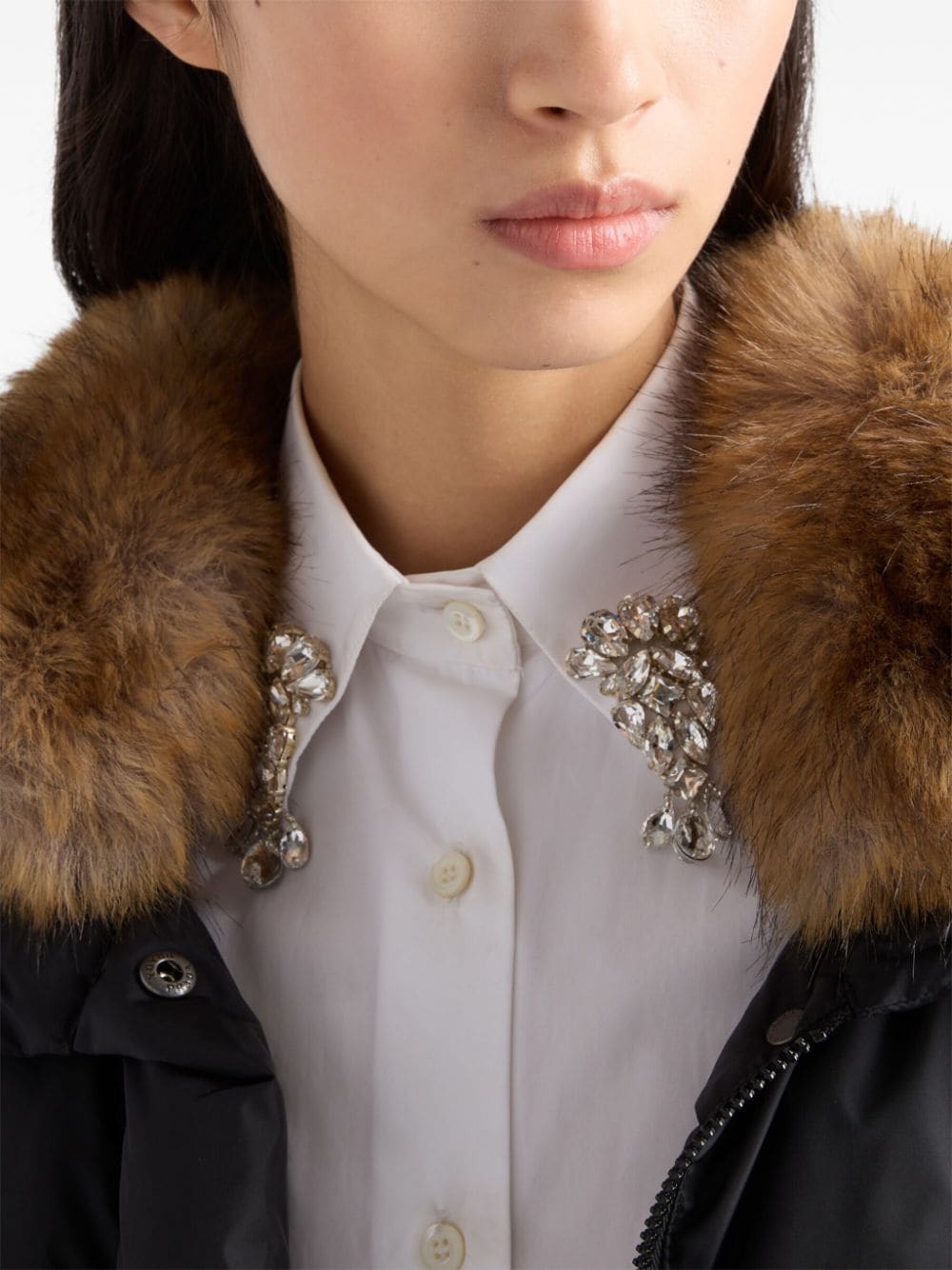 Prada enamel triangle-logo padded jacket - Image 4