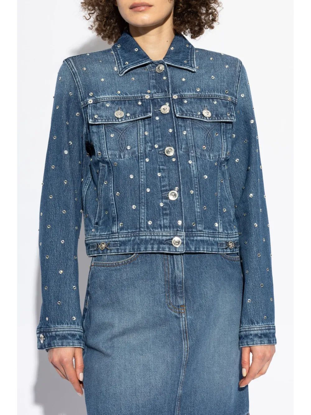 Versace shimmering-appliques denim jacket - Image 3
