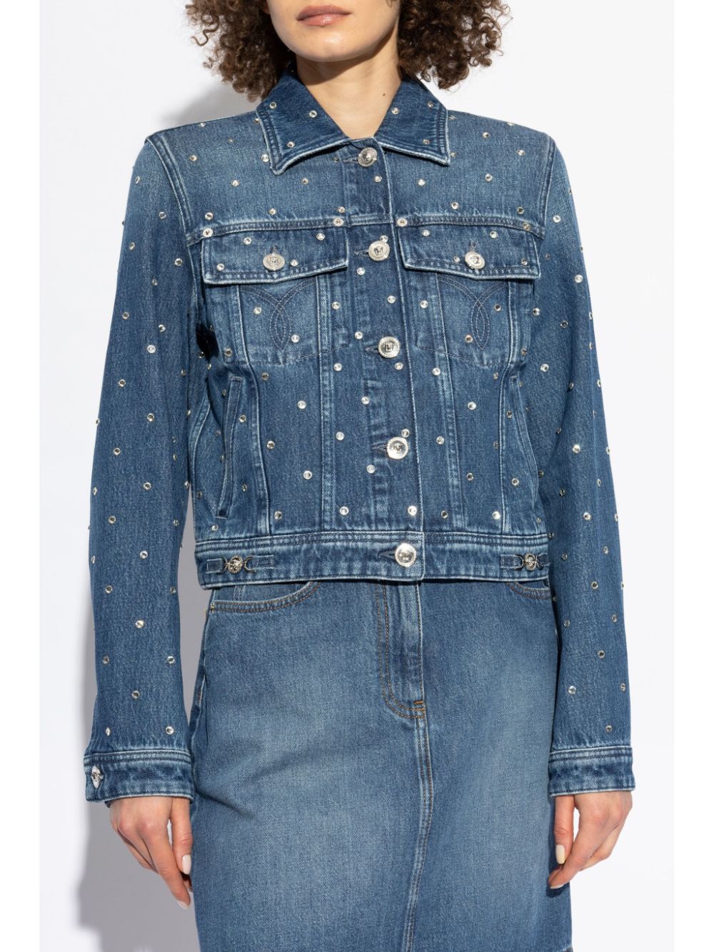 Versace shimmering-appliques denim jacket - Image 3