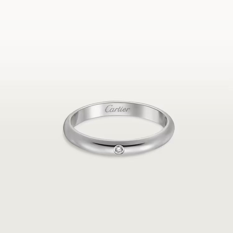 Cartier 1895 wedding band, 2.6 mm width, 1 diamond