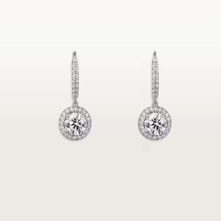 Cartier Destinée sleeper earrings, 2 brilliant-cut diamonds, paved