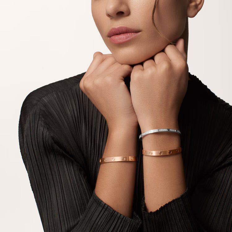 Cartier LOVE bracelet, classic model, brushed, 4 diamonds - Image 3