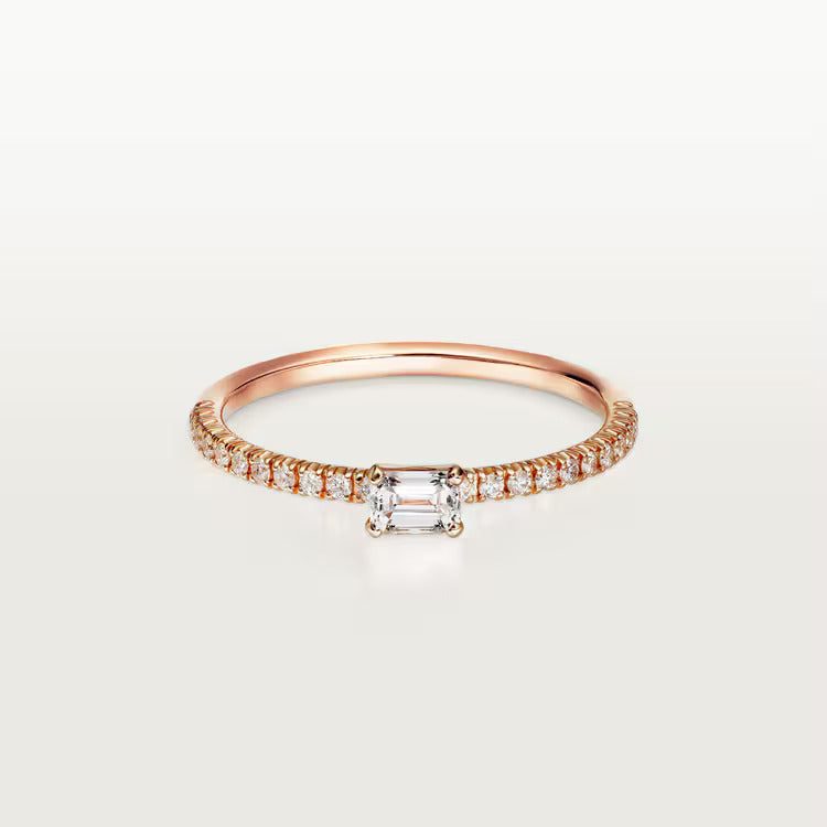 Cartier Etincelle de Cartier ring, emerald-cut diamond, paved