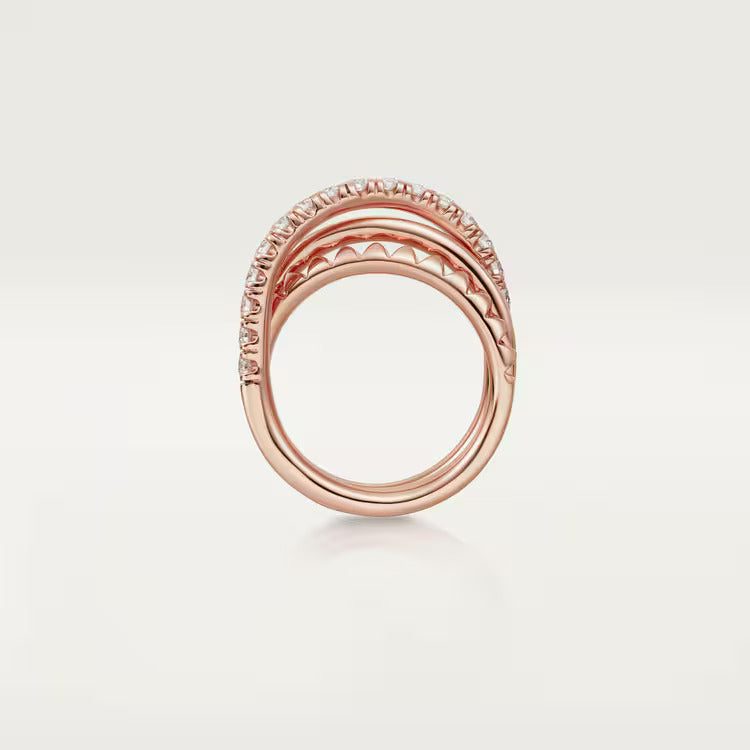 Cartier Agrafe ring, triple row, half-paved - Image 4