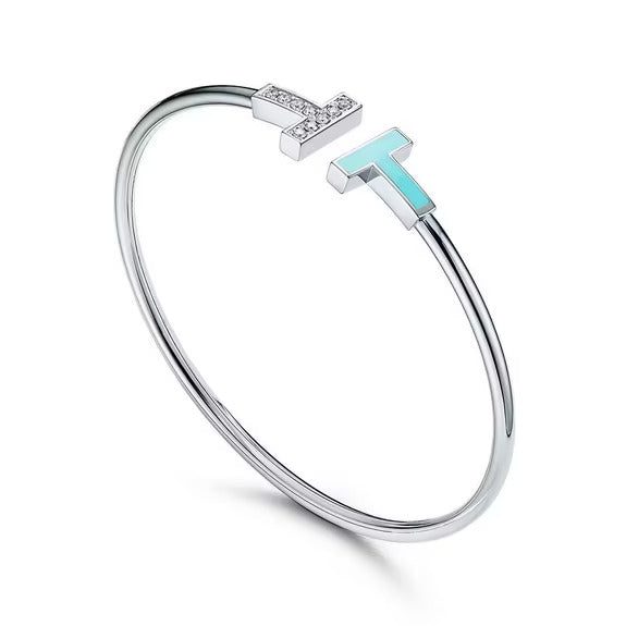 Tiffany T Diamond and Turquoise Wire Bracelet - Image 2