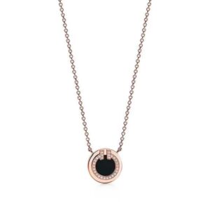 Tiffany Diamond and Black Onyx Circle Pendant