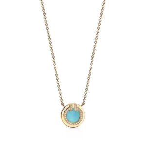 Tiffany Diamond and Turquoise Circle Pendant