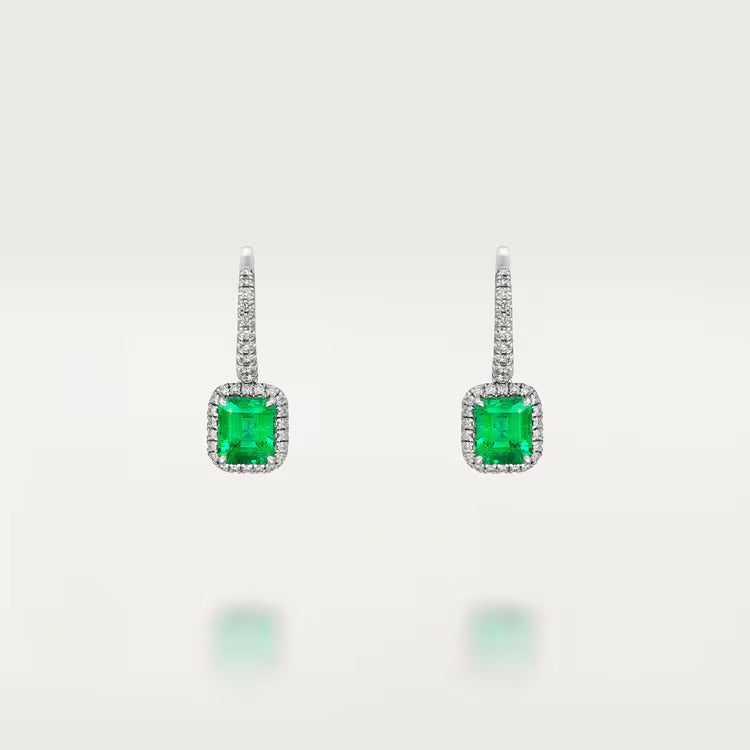 Cartier Destinée sleeper earrings, 2 emerald-cut emeralds, paved - Image 5