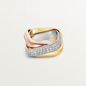 Cartier Trinity ring, cushion-shaped, large model, half-paved