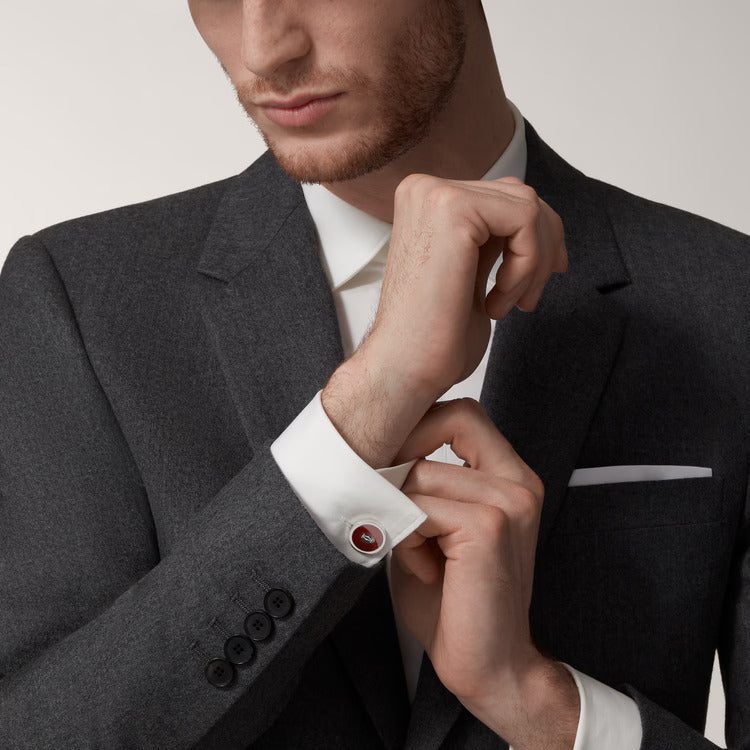 Cartier cufflinks with burgundy lacquer Sunray motif