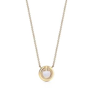 Tiffany Diamond and Mother-of-pearl Circle Pendant