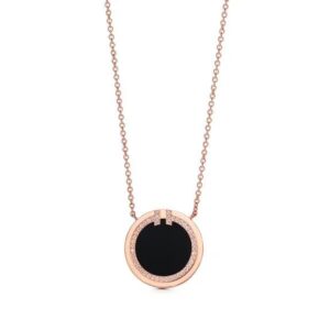 Tiffany Diamond and Black Onyx Circle Pendant