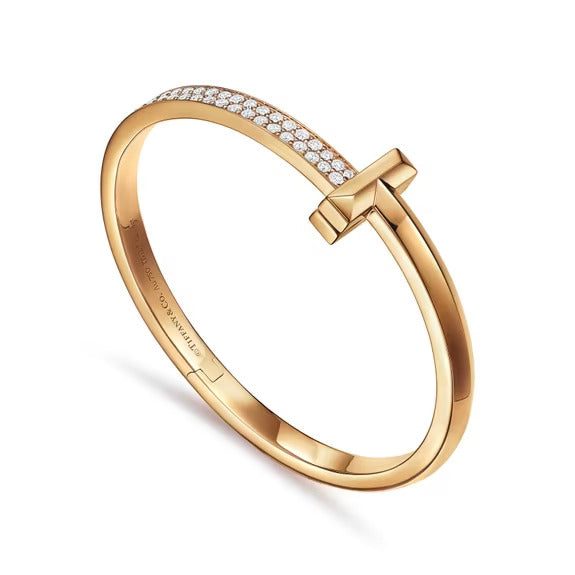 Tiffany T T1 Wide Diamond Hinged Bangle. - Image 2