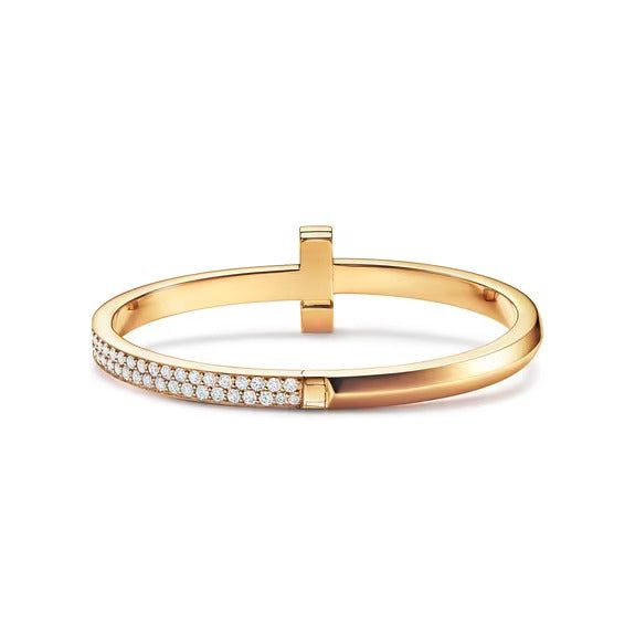 Tiffany T T1 Wide Diamond Hinged Bangle.