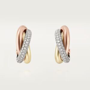 Cartier Trinity earrings, classic model, half-paved
