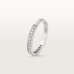 Cartier 1895 wedding band, 2.6 mm width, half-paved
